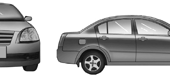 Chery A5 (2008) - Разные автомобили - чертежи, габариты, рисунки автомобиля