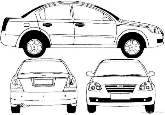 Chery A5 (2010) - Разные автомобили - чертежи, габариты, рисунки автомобиля