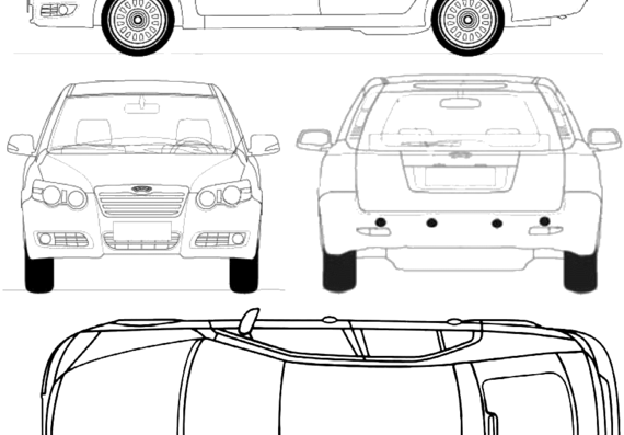 Chery Eastar Cross V5 (2007) - Разные автомобили - чертежи, габариты, рисунки автомобиля