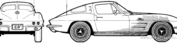 Chevolet Corvette Stingray (1963) - Шевроле - чертежи, габариты, рисунки автомобиля