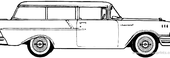 Chevrolet 150 Handyman Station Wagon (1957) - Шевроле - чертежи, габариты, рисунки автомобиля