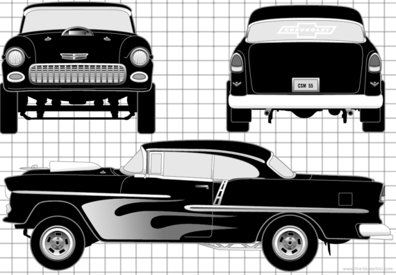 Chevrolet 150 Street Machine (1955) - Шевроле - чертежи, габариты, рисунки автомобиля