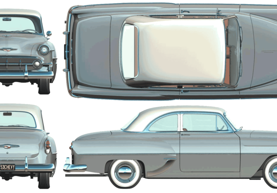 Chevrolet 210 2-Door Club Sedan (1953) - Шевроле - чертежи, габариты, рисунки автомобиля