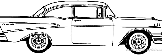 Chevrolet 210 2-Door Sedan (1957) - Шевроле - чертежи, габариты, рисунки автомобиля