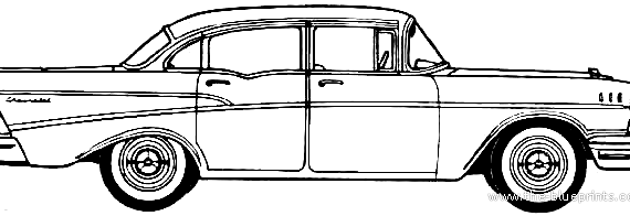 Chevrolet 210 4-Door Sedan (1957) - Шевроле - чертежи, габариты, рисунки автомобиля