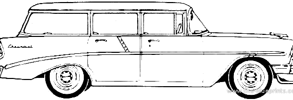 Chevrolet 210 Beauville 4-Door Station Wagon (1956) - Шевроле - чертежи, габариты, рисунки автомобиля