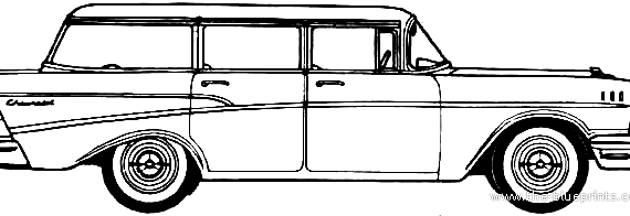 Chevrolet 210 Beauville 4-Door Station Wagon (1957) - Шевроле - чертежи, габариты, рисунки автомобиля