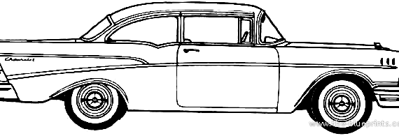 Chevrolet 210 Delray Club Coupe (1957) - Шевроле - чертежи, габариты, рисунки автомобиля