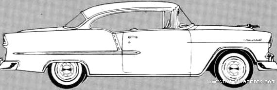 Chevrolet 210 Sport Coupe (1955) - Шевроле - чертежи, габариты, рисунки автомобиля