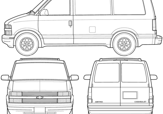 Chevrolet Astro LWB (2005) - Шевроле - чертежи, габариты, рисунки автомобиля