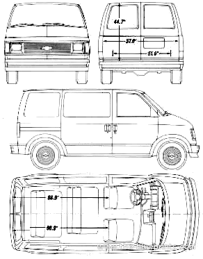 Chevrolet Astro SWB (1990) - Шевроле - чертежи, габариты, рисунки автомобиля