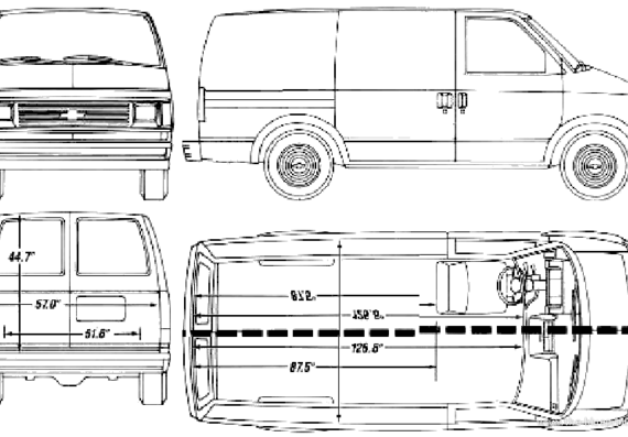 Chevrolet Astro Van LWB (1990) - Шевроле - чертежи, габариты, рисунки автомобиля