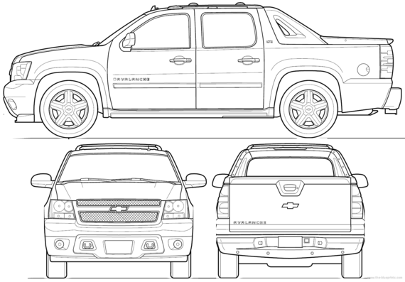 Chevrolet Avalanche (2010) - Шевроле - чертежи, габариты, рисунки автомобиля