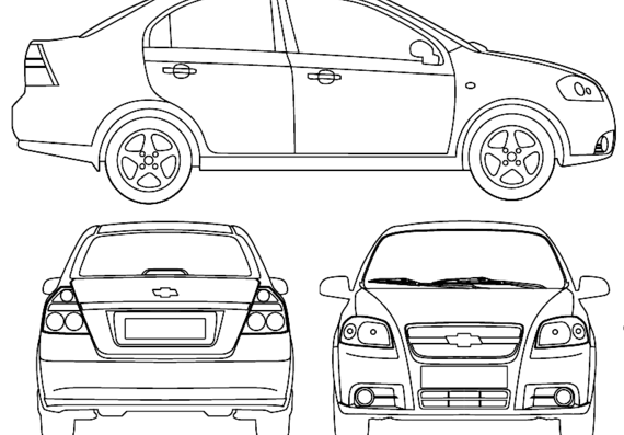 Chevrolet Aveo (2013) - Шевроле - чертежи, габариты, рисунки автомобиля