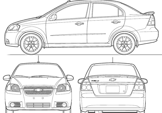 Chevrolet Aveo 4-Door (2010) - Шевроле - чертежи, габариты, рисунки автомобиля