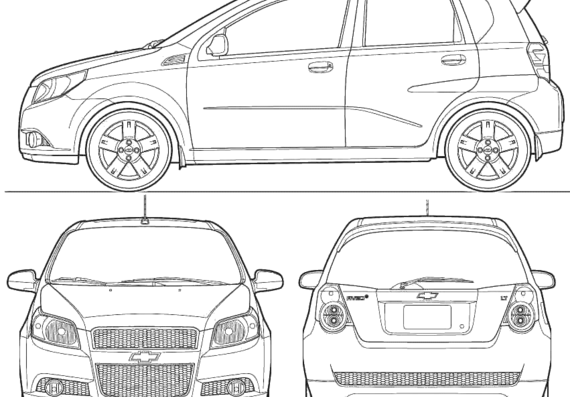 Chevrolet Aveo 5-Door (2010) - Шевроле - чертежи, габариты, рисунки автомобиля