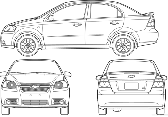 Chevrolet Aveo Sedan (2007) - Шевроле - чертежи, габариты, рисунки автомобиля