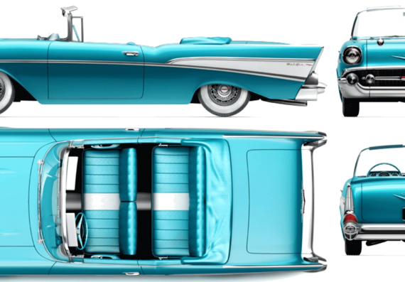 Chevrolet Bel-Air Convertible (1957) - Chevrolet - drawings, dimensions, pictures of the car