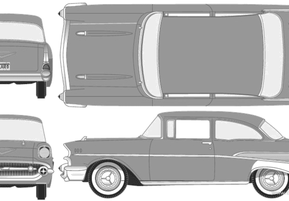 Chevrolet Bel Air 2-Door Hardtop (1957) - Шевроле - чертежи, габариты, рисунки автомобиля