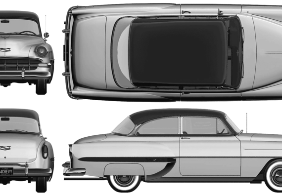 Chevrolet Bel Air 2-Door Sedan (1954) - Шевроле - чертежи, габариты, рисунки автомобиля