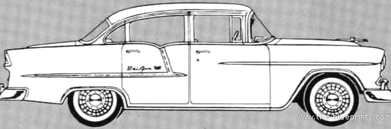 Chevrolet Bel Air 4-Door Sedan (1955) - Шевроле - чертежи, габариты, рисунки автомобиля