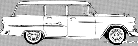 Chevrolet Bel Air Beauville 4-Door Station Wagon (1955) - Шевроле - чертежи, габариты, рисунки автомобиля