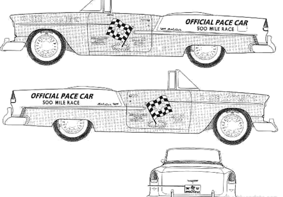 Chevrolet Bel Air Convertible Indy Pace Car (1955) - Шевроле - чертежи, габариты, рисунки автомобиля