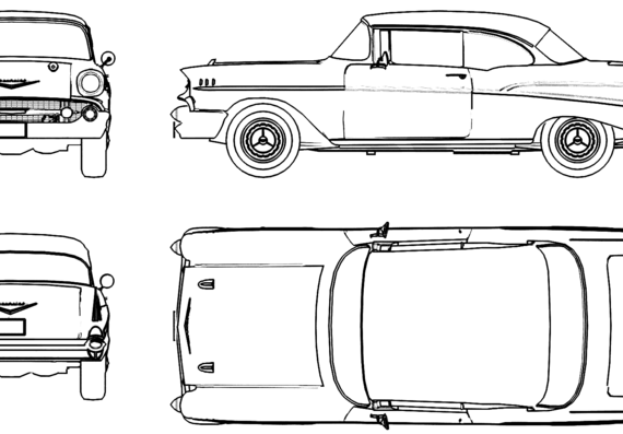 Chevrolet Bel Air Coupe (1957) - Шевроле - чертежи, габариты, рисунки автомобиля
