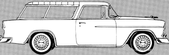 Chevrolet Bel Air Nomad 2-Door Station Wagon (1955) - Шевроле - чертежи, габариты, рисунки автомобиля