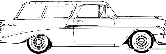 Chevrolet Bel Air Nomad 2-Door Station Wagon (1956) - Шевроле - чертежи, габариты, рисунки автомобиля