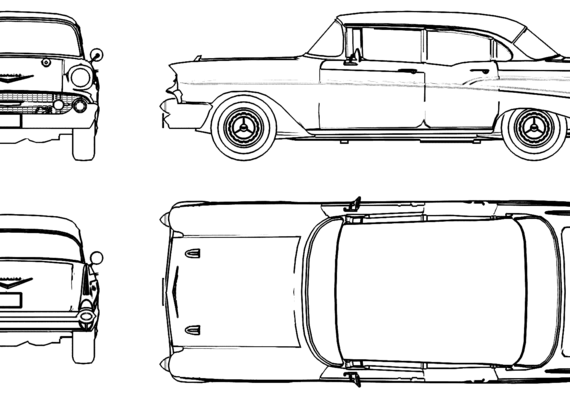 Chevrolet Bel Air Sedan (1957) - Шевроле - чертежи, габариты, рисунки автомобиля