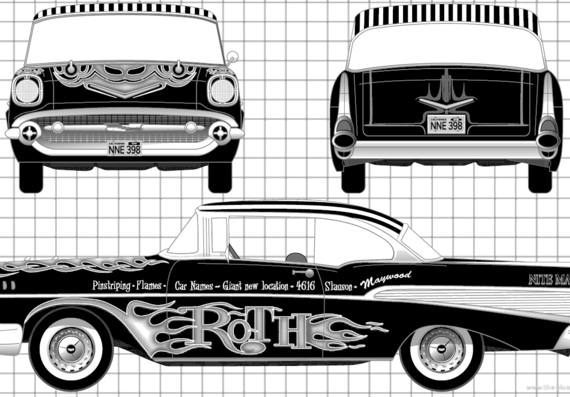 Chevrolet Bel Air Sport Coupe Custom (1957) - Chevrolet - drawings, dimensions, pictures of the car