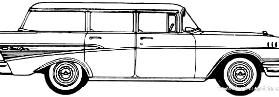 Chevrolet Bel Air Townsman 4-Door Station Wagon (1957) - Шевроле - чертежи, габариты, рисунки автомобиля