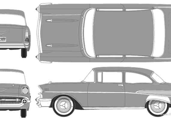 Chevrolet Bel Ait 2-Door Sedan (1957) - Chevrolet - drawings, dimensions, pictures of the car