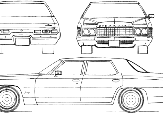 Chevrolet Biscayne 4-Door Sedan (1971) - Шевроле - чертежи, габариты, рисунки автомобиля