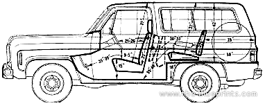 Chevrolet Blazer (1978) - Шевроле - чертежи, габариты, рисунки автомобиля