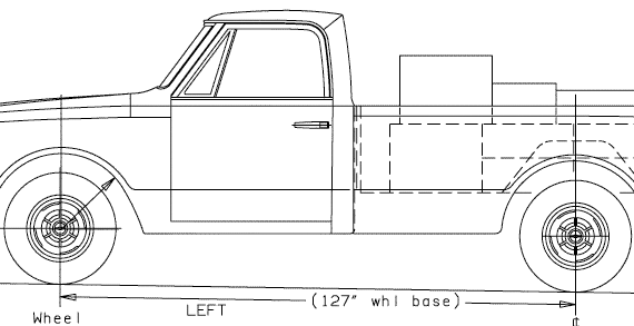 Chevrolet C-10 Pick-up (1968) - Шевроле - чертежи, габариты, рисунки автомобиля