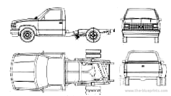 Chevrolet C-K Chassis Cab (1990) - Шевроле - чертежи, габариты, рисунки автомобиля