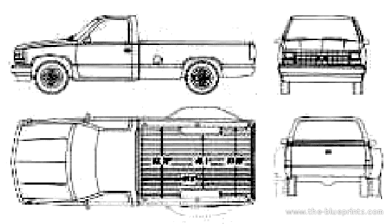 Chevrolet C-K Regular Cab Long Box (1990) - Шевроле - чертежи, габариты, рисунки автомобиля