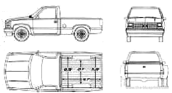 Chevrolet C-K Regular Cab Short Box (1990) - Шевроле - чертежи, габариты, рисунки автомобиля