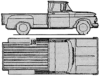 Chevrolet C10 Pick-up Stepside (1962) - Шевроле - чертежи, габариты, рисунки автомобиля