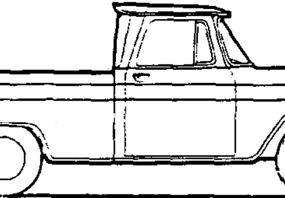 Chevrolet C2534 Pick-up Fleetside 1t (1964) - Шевроле - чертежи, габариты, рисунки автомобиля