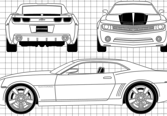Chevrolet Camaro (2006) - Шевроле - чертежи, габариты, рисунки автомобиля