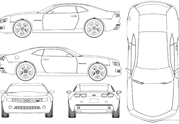 Chevrolet Camaro (2011) - Шевроле - чертежи, габариты, рисунки автомобиля