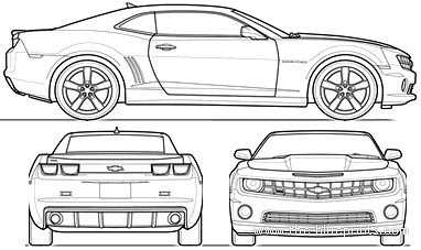 Chevrolet Camaro (2013) - Шевроле - чертежи, габариты, рисунки автомобиля
