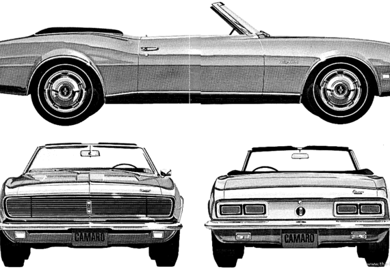 Chevrolet Camaro Convertible (1968) - Шевроле - чертежи, габариты, рисунки автомобиля