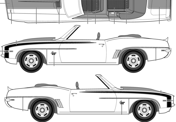 Chevrolet Camaro Convertible (1969) - Chevrolet - drawings, dimensions, pictures of the car