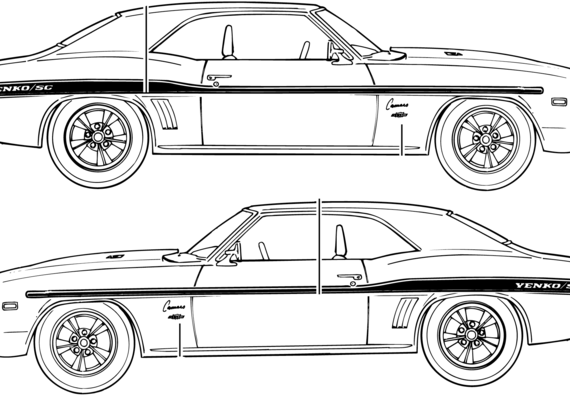 Chevrolet Camaro Yenko/SC (1969) - Шевроле - чертежи, габариты, рисунки автомобиля