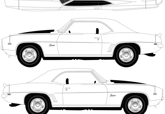Chevrolet Camaro Z/28 SS (1969) - Шевроле - чертежи, габариты, рисунки автомобиля