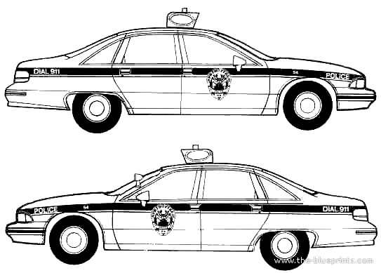 Chevrolet Caprice Classic (1992) - Шевроле - чертежи, габариты, рисунки автомобиля